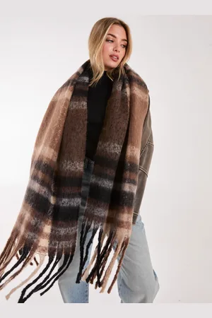 Pink Vanilla Checked Fluffy Scarf - ONE