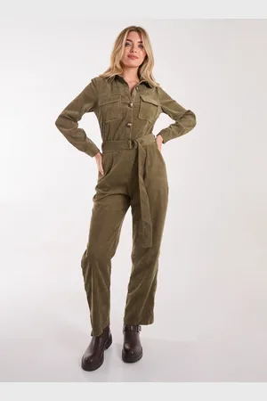 Pink Vanilla Corduroy Collar Long Sleeve Button Boilersuit - 10