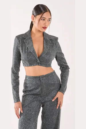 Pink Vanilla Glitter Cropped Blazer - 6