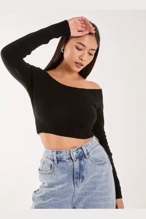 Pink Vanilla Off Shoulder Crop Knit Top - M/L