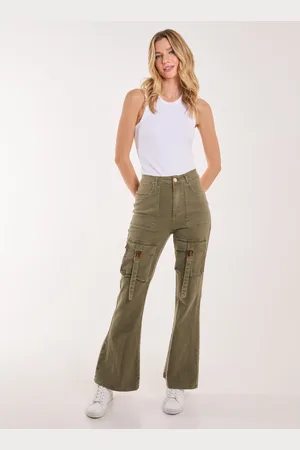 Pink Vanilla High Waist Utility Pocket Flare Jeans - L