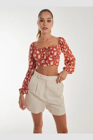 Pink Vanilla Floral Printed Long Balloon Sleeve Top - S