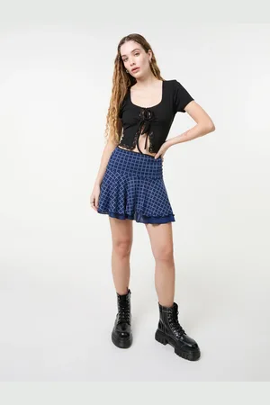 Pink Vanilla Check Ruffle Mini Skirt - L