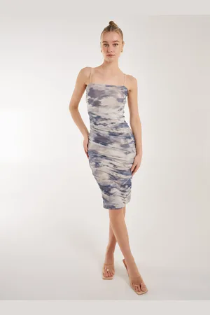 Pink Vanilla Strappy Distressed Print Midi Dress - 6