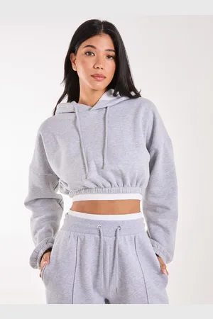 Pink Vanilla Contrast Waistband Cropped Hoodie - S