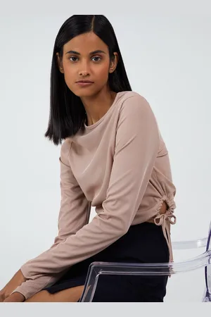 Pink Vanilla Ribbed Long Sleeve Cut Out Top - L