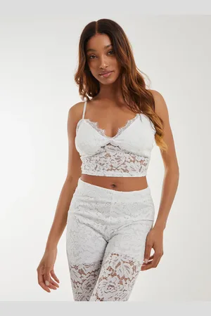 Pink Vanilla Lace Cupped Cropped Cami Top - M