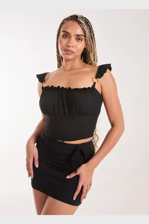 Pink Vanilla Frill Strap and Trim Crop Top - S