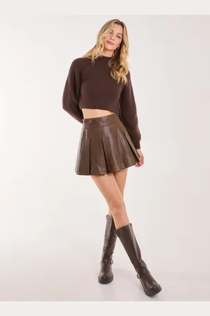 Pink Vanilla Washed Pleated Mini Skirt - S
