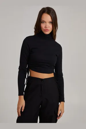 Pink Vanilla Ruched High Neck Side Top - S