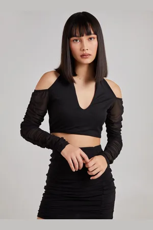 Pink Vanilla Ruched Mesh Halterneck Top - 10