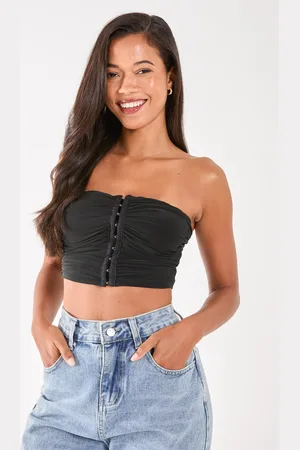 Pink Vanilla Bandeau Eyelet Detail Corset Top - M