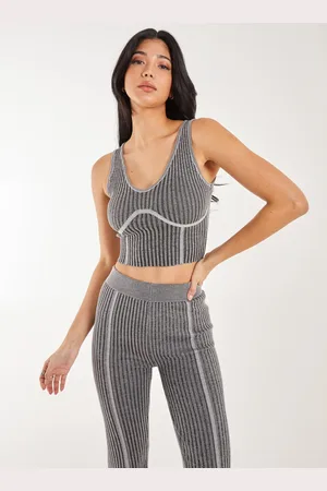 Pink Vanilla Two Tone Rib Corset Detail Top - S/M