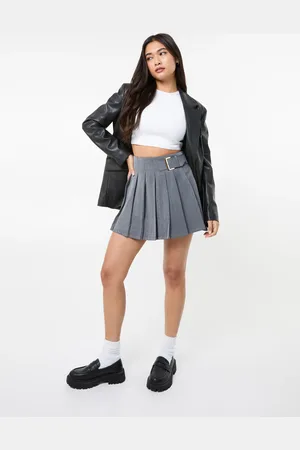Pink Vanilla Tailored Belted Pleat Mini Skirt - L
