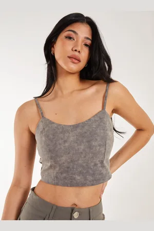 Pink Vanilla Stone Washed Stretch Crop Top - S