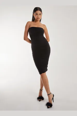 Pink Vanilla Strapless Ruched Slinky Midi Dress - 6