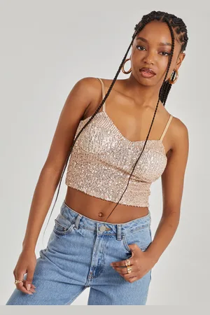 Pink Vanilla Sequin Bustier Top - M