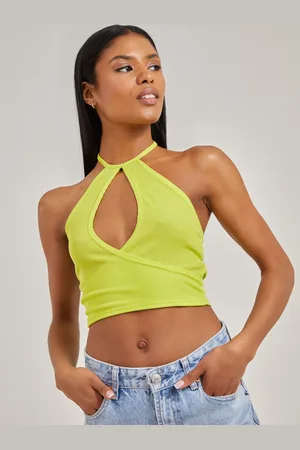 Pink Vanilla Ribbed Halterneck Crop Top - 12