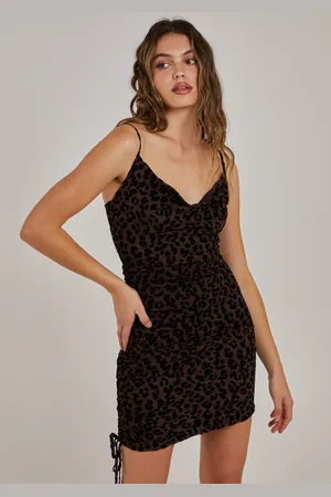 Pink Vanilla Mesh Leopard Print Cowl Neck Dress - 6