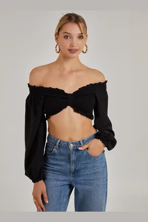 Pink Vanilla Twist Front Balloon Sleeve Crop Top - S