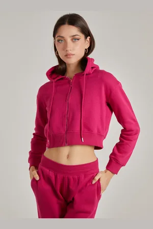 Pink Vanilla Cropped Zip Through Hoodie - L