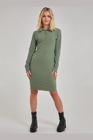 Pink Vanilla Frill Hem Ribbed Midi Dress - 10