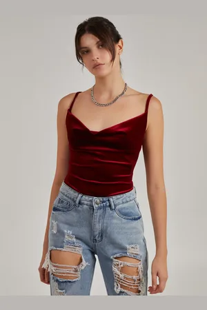 Pink Vanilla Velvet Cowl Neck Bodysuit - 10