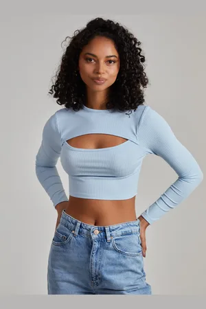 Pink Vanilla Ribbed Long Sleeve Letterbox Cropped Top - 10