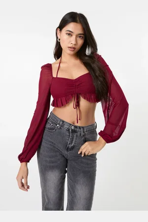 Pink Vanilla Long Sleeve Halterneck Crop Top - 6