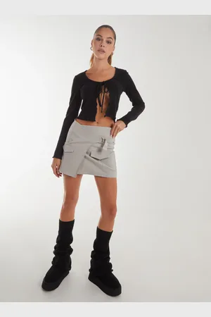 Pink Vanilla Bengaline Wrap D-Ring Mini Skirt - M