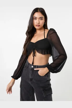 Pink Vanilla Long Sleeve Halterneck Crop Top - 6