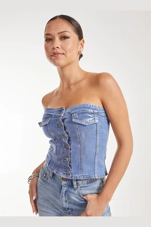 Pink Vanilla Metallic Silver Foil Corset Top - M