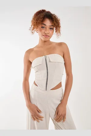 Pink Vanilla Linen Cargo Corset Top - 6