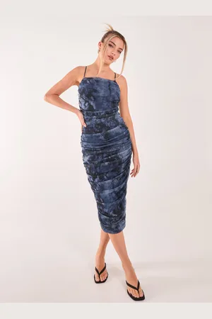 Pink Vanilla Distressed Mesh Racer Midi Dress - 6