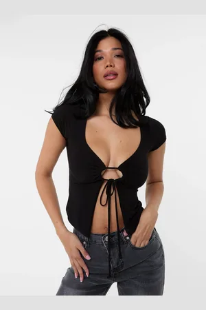 Pink Vanilla Cap Sleeve Keyhole Crop Top - L