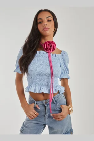Pink Vanilla Puff Sleeve Tie Top - M
