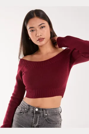 Pink Vanilla Off Shoulder Crop Knit Top - M/L