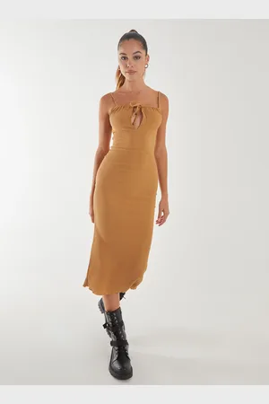 Pink Vanilla Crinkle Tie Midi Dress - 6