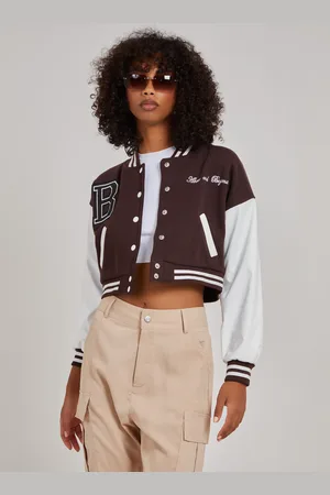 Pink Vanilla Contrast Sleeve Baseball Jacket - XS