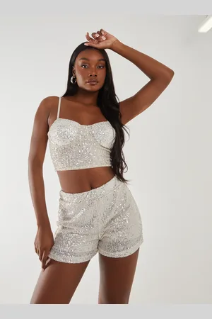 Pink Vanilla Sequin Bustier Top - L