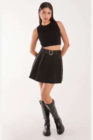 Pink Vanilla Belted Pleated Mini Skirt - S