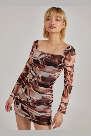 Pink Vanilla Long Sleeve Marble Print Dress - 10