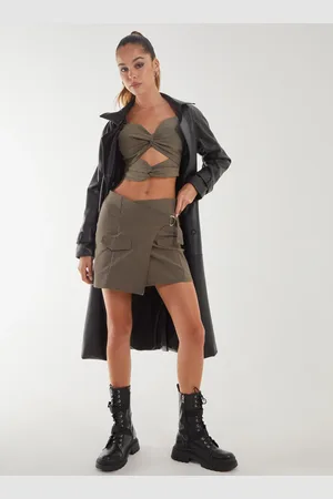 Pink Vanilla Bengaline Wrap D-Ring Mini Skirt - L - - L