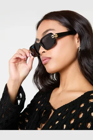 Pink Vanilla Rectangle Gold Detail Sunglasses - ONE