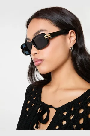 Pink Vanilla Rectangle Gold Detail Sunglasses - ONE