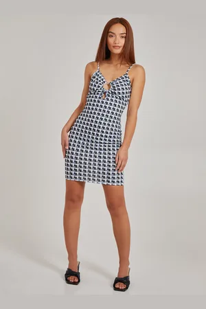 Pink Vanilla Geometric Print Strappy Mini Dress - 12