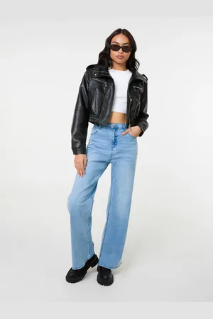 Pink Vanilla Pocket Detail PU Cropped Bomber Jacket - L