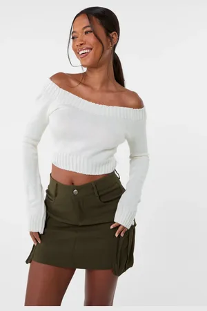 Pink Vanilla Off Shoulder Crop Knit Top - M/L