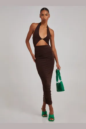Pink Vanilla Cut Out Gathered Midi Dress - 10