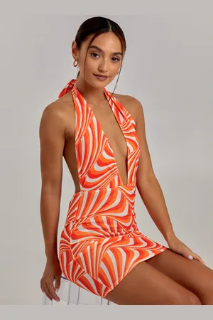 Pink Vanilla Swirl Print Halterneck Mini Dress - 10